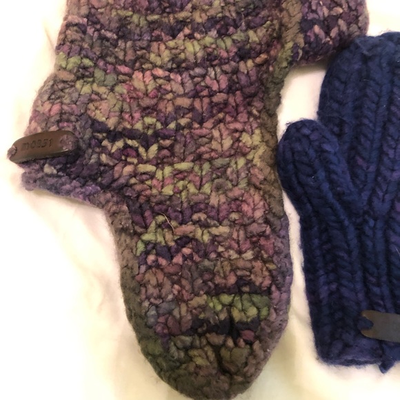 M0851 wool hunters cap & mittens, 100% wool, handmade, size Small ,multicolour - Picture 6 of 7